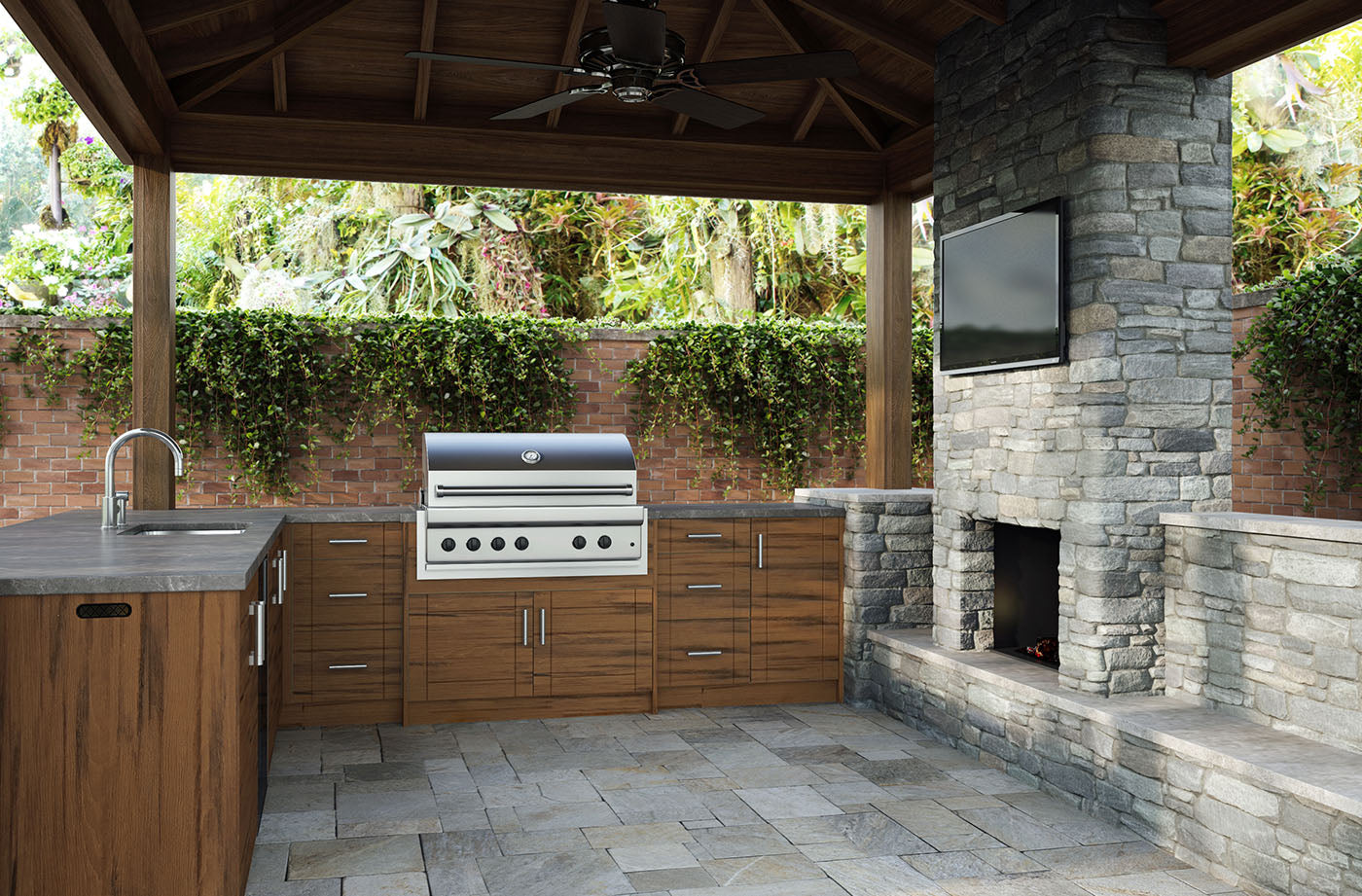 WeatherStrong outdoor kitchen cabinets on a West Palm Beach patio
