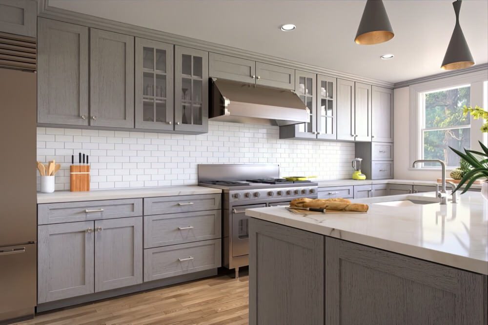 White shaker kitchen cabinets installed in a West Palm Beach home