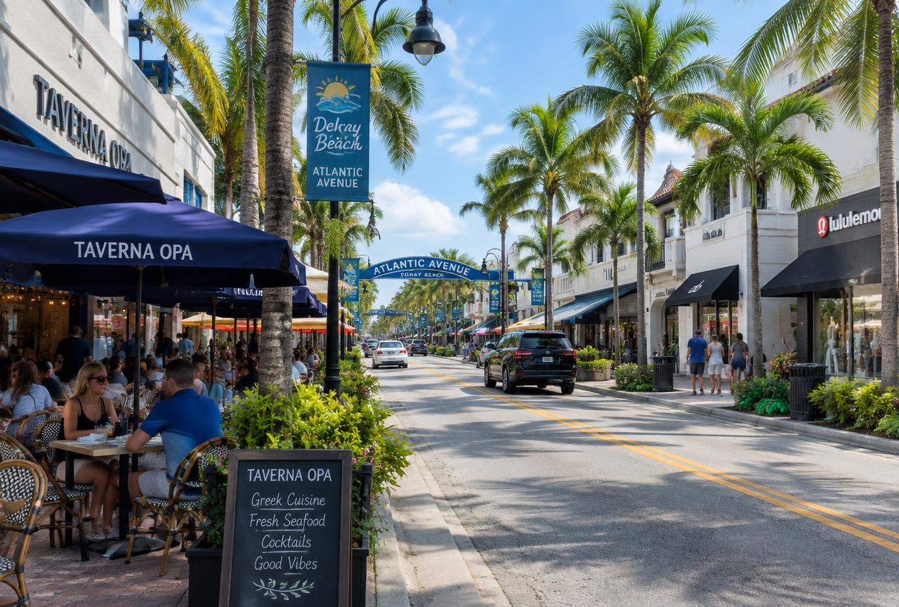 Atlantic Avenue in Delray Beach, FL, where Universal Factory Direct installs kitchen cabinets