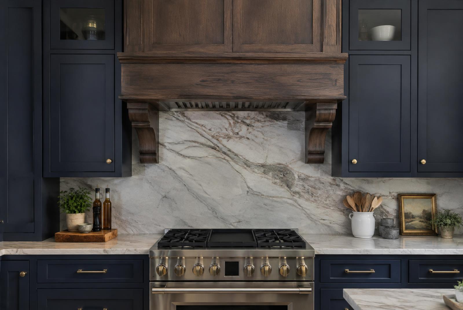 Kitchen hood matched to Forevermark cabinet finish
