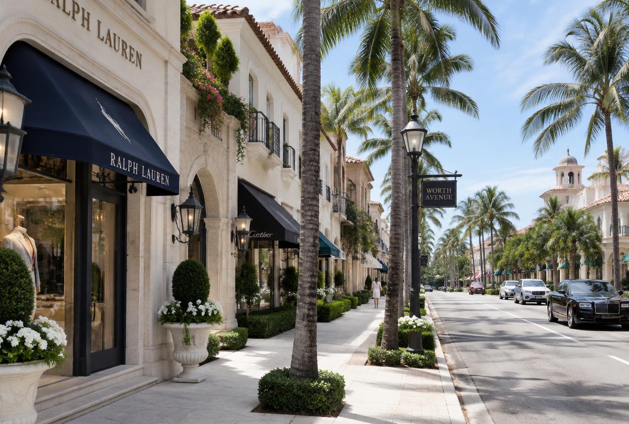 Worth Avenue in Palm Beach, FL, where Universal Factory Direct installs kitchen cabinets